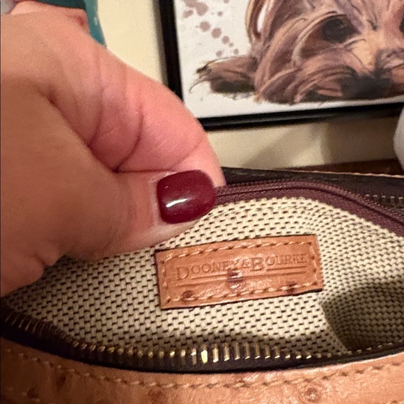 Dooney & Bourke Ostrich-Embossed Tan Shoulder Bag - Picture 7 of 8